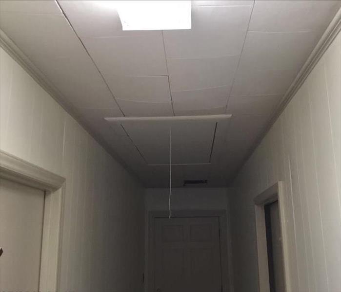 wet ceiling tiles sagging